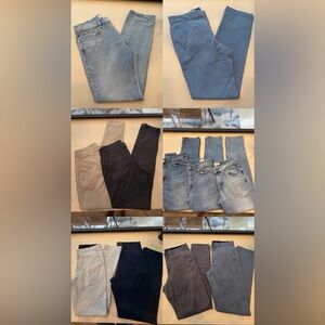 Bundle of 11 pairs of Calvin Klein Jeans in Blue and Gray Tones various sizes.